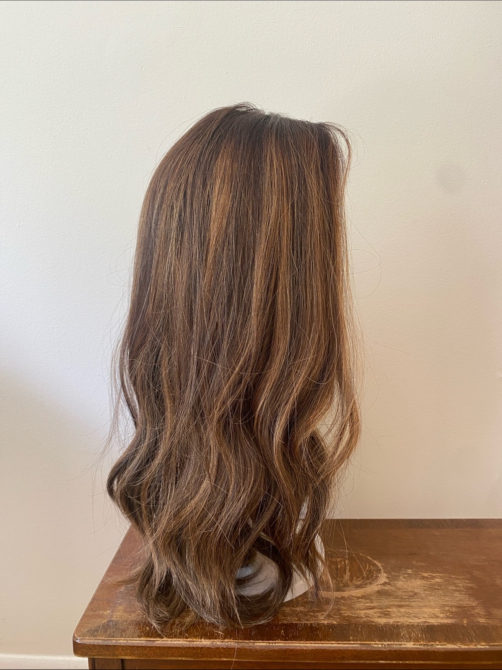 Stunning beachy brown wavy human hair wig